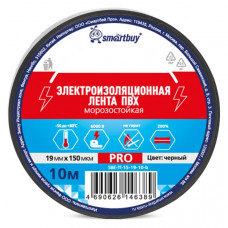 Изолента Smartbuy Pro, 0.15х19мм, 10 метров, черная (кратно 5шт)