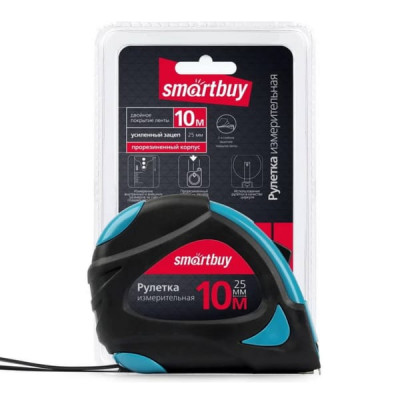 Рулетка измерительная Smartbuy Tools 10мх25мм, прорезиненный корпус, 2 фиксатора,  усиленный зацеп