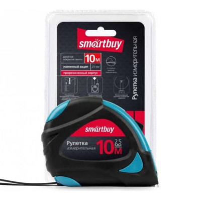 Рулетка измерительная Smartbuy Tools 10мх25мм, прорезиненный корпус,эрг. форма, усиленный зацеп