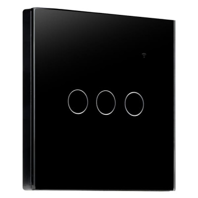 Выключатель умный Smartbuy сенсорный с Wi-Fi, Яндекс Алисой трехклавишный, черный. Максимальная нагрузка: 2200Вт, номинальный ток 10A, частота тока 50 Гц, номинальное напряжение 250 В. Таймер, управление с телефона, интервалы включения и отключения.