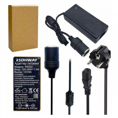 Блок питания RSDhway RS032 12V/5A=4,5A (с гнездом прикуривателя)