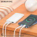 Внешний аккумулятор 10000 mAh Borofone DBT32 White. Емкость: 10000 mAh 37Wh. Номинальная емкость 5900 mAh (5V Typ 2A). Вход: USB-C/Micro USB: 5V/2A. Выход: USB-A1/A2: 5V/2.1A. USB-C: 5V/2.1A. Общий выход: 5V/2.1A.