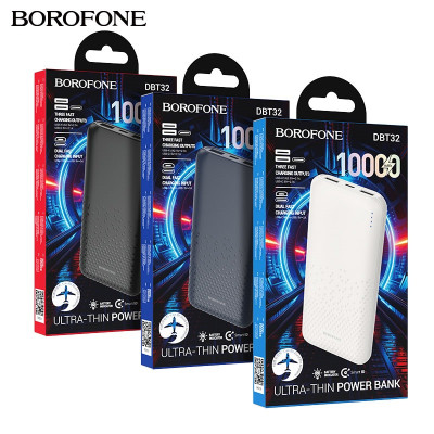 Внешний аккумулятор 10000 mAh Borofone DBT32 White. Емкость: 10000 mAh 37Wh. Номинальная емкость 5900 mAh (5V Typ 2A). Вход: USB-C/Micro USB: 5V/2A. Выход: USB-A1/A2: 5V/2.1A. USB-C: 5V/2.1A. Общий выход: 5V/2.1A.