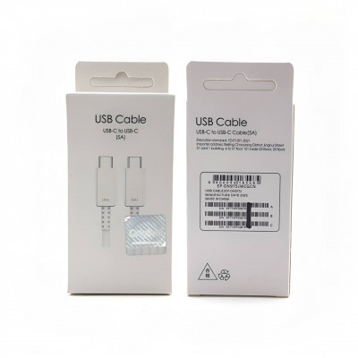 Кабель USB-C/USB-C SM 1м, 5A=5А, White (Без лого, накл Original)