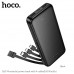 Внешний аккумулятор 10000 mAh HOCO J163 с 4 встр. кабелями Black. Емкость: 10000 мАч 37 Втч Номинальная емкость: 6000 мАч. Вход: USB-C/USB-A кабель: 5В/2А. Выход: USB-A1/USB-A2: 5 В/2 А; USB-C кабель/IP кабель/Micro USB кабель: 5 В/2 А; Общая выходная мощ