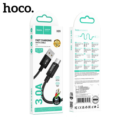 Кабель Type-C HOCO X89 2м, 2.4A, нейлон, Black