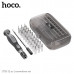 Набор отверток Hoco UT10 32в1 Grey/Black. Набор включает 1 магнитную рукоятку, 1 удлинительный стержень и 30 наиболее часто используемых насадок для отвёрток. Подходит для ремонта и использования бытовых приборов, таких как ноутбуки, мобильные телефоны, и