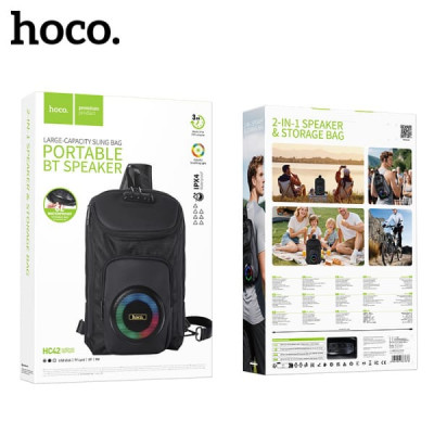 Портативная колонка-рюкзак Hoco HC42 Black. Объем рюкзака: 6 л; размер: 200х100х300 мм; вес: 655 г. Емкость аккумулятора: 2500 мАч; время зарядки: 2,5 часа. Время работы: 3 часа. Динамик: 52 мм; мощность: 8 Вт. Поддерживает такие режимы, как Bluetooth, FM
