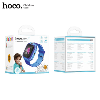Часы-телефон для детей HOCO Y105 Blue (Eng vers). Основной экран: 1,44 дюйма; Разрешение: 128х128. Емкость аккумулятора: 400 мАч; Время работы от батареи: 1-2 дня. Поддерживает карты Micro SIM; Поддерживаемая сеть: GSM. Поддерживает определение местополож