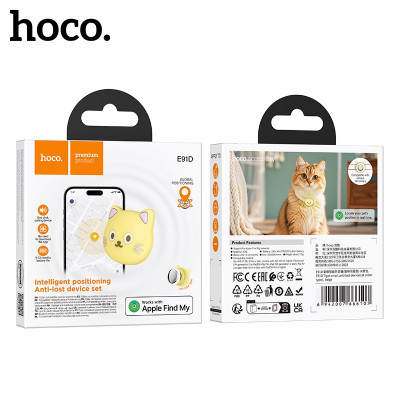 Трекер-метка HOCO E91D Beige (кошечка). Поддержка функции Найти сеть Apple. Материал: ABS. Размер: 31х31х9 мм; Вес: 7 г. Кнопочная батарея CR2032 230 мАч; Время работы от батареи: 9-12 месяцев. Совместимые модели: iPhone SE, iPhone 6s или более поздние мо