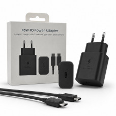 СЗУ-USB-C (Type-C)-Type-C SMG T4510 1,8м, 45W, 5A, ПРЕМИУМ GAN SUPER FAST Black(В Упаковке) БЕЗ ЛОГО