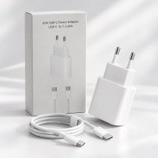 СЗУ-USB-C IP (Type-C)-Type-C A2347 (MUVV3ZMA/A) White 35W (ЧЕСТНЫЕ 35W)+Кабель C TO C 60W Плетеный LPS ПРЕМИУМ ПЛЮС (В Упаковке) БЕЗ ЛОГО