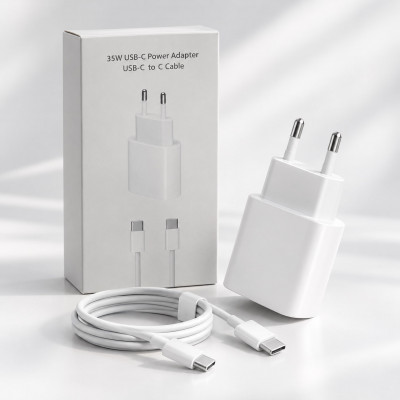 СЗУ-USB-C IP (Type-C)-Type-C A2347 (MUVV3ZMA/A) White 35W (ЧЕСТНЫЕ 35W)+Кабель C TO C 60W Плетеный LPS ПРЕМИУМ ПЛЮС (В Упаковке) БЕЗ ЛОГО