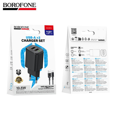 СЗУ-2USB Type-C BOROFONE BAS81A 1м, 2.1A, 10.5W, Black (20/120)