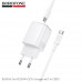 СЗУ-USB-USB-C (Type-C)-Type-C BOROFONE BAS83A 1м, PD20W+QC3.0 18W, White. USB-C+USB-A:5V/3A. Кабель C-C 60W