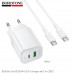 СЗУ-USB-USB-C (Type-C)-Type-C BOROFONE BAS83A 1м, PD20W+QC3.0 18W, White. USB-C+USB-A:5V/3A. Кабель C-C 60W