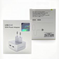 СЗУ-2USB-C Ip (ОРИГ) 50W=50W PD, без лого с наклейкой Original