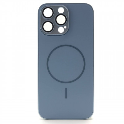 Чехол MagSafe IP 16 Pro Max Matte Glass (с защитой камеры), цвет Blue