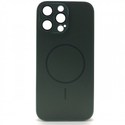 Чехол MagSafe IP 16 Pro Max Matte Glass (с защитой камеры), цвет Dark Green