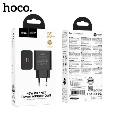 СЗУ-USB-C HOCO N77 Star PD45W Black (EU)