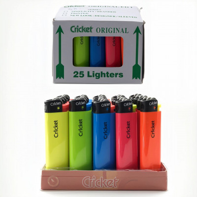 Зажигалка газовая CRICKET кремневая, 25шт в уп. Продается кратно упаковке.