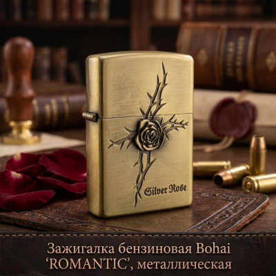 Зажигалка бензиновая Bohai ROMANTIC, металлическая