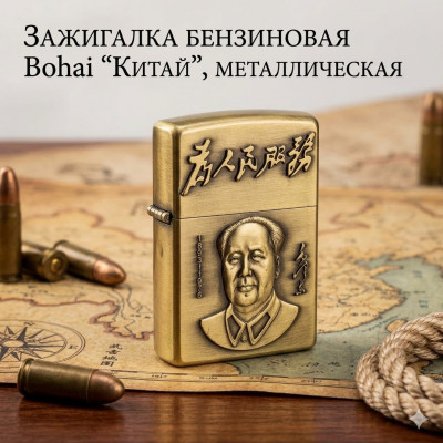 Зажигалка бензиновая Bohai Китай, металлическая