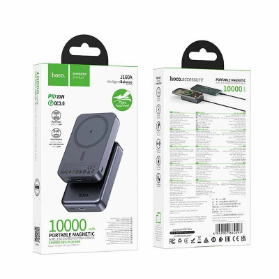 Внешний аккумулятор 10000 mAh HOCO J160A Black Original PD20W magnetic 
с беспроводной зарядкой  (стандарт ССС-без ограничений на авиа в Китае)