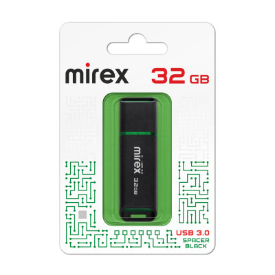 USB флеш-диск 32Gb MIREX Spacer Black 3.0 (ecopack)