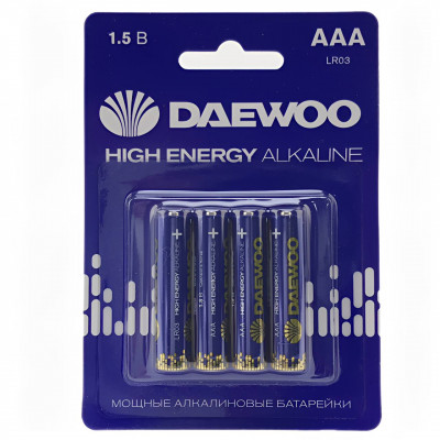 Батарейка Daewoo HIGH ENERGY LR03 AAA BL4 Alkaline 1.5V (4/40/960)