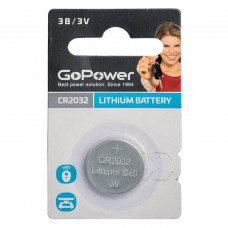 Батарейка GoPower CR2032 BL1 Lithium 3V (1/50/2000)