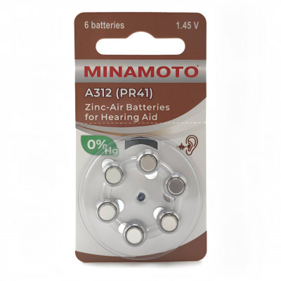 Батарейка Minamoto ZA312 BL6 Zinc Air 1.45V (6/60/600)