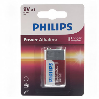 Батарейка Philips Power Крона 6LR61 BL-1 Alkaline 9V (1/12/24)