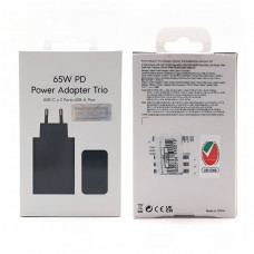 СЗУ-USB-2USB-C SMG PD65W=40W,  3.0A, Black. USB-C 25W Max, USB-A 15W Max