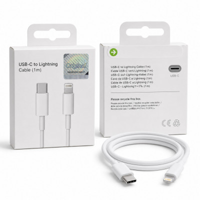 Кабель USB-C Lightning Ip 1м, White (наклейка Original)
