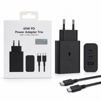 СЗУ-USB-2USB-C (Type-C)-Type-C SM T6530 1м, PD65W(=40W), Black