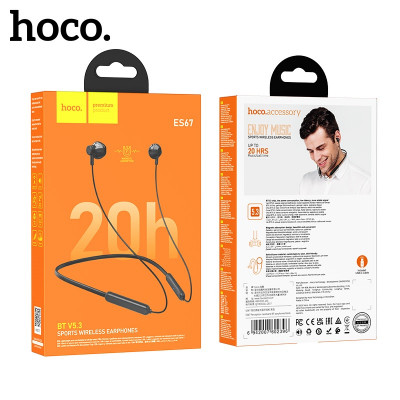 Гарнитура Bluetooth для спорта вкладыши HOCO ES67 Black. АКЦИЯ!!! (В упаковке 3шт) Частота: 2,4 ГГц. Рабочий диапозон 10м. Емкость аккумулятора 130 mAh. Рзамер динамика 14,2 мм. Сопротивление 32 Ом+- 15%. Время музыки более 20 часов. Время разговора более