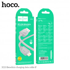 Кабель Lightning HOCO X113 1м, 2.4A, нейлон, Gray АКЦИЯ!!! КРАТНО 20 шт!!!