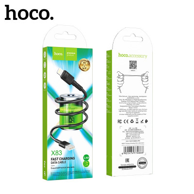 Кабель Lightning HOCO X83 1м, 2.4A, ПВХ, Black АКЦИЯ!!! КРАТНО 20 шт!!!
