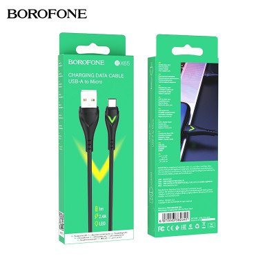 Кабель Micro USB BOROFONE BX65 1.0м 2.4A Black АКЦИЯ!!! Кратно 15 шт!