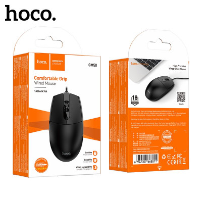 Мышь проводная HOCO GM50 Black. USB. DPI: 1000. 3кн. АКЦИЯ!!! КРАТНО 4 шт!!!