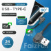 Кабель Type-C FaizFull FR202 1,2м, угловой , нейлон,Black