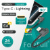 Кабель USB-C Lightning FaizFull FR202 1,2м, 30W, угловой , нейлон,Black