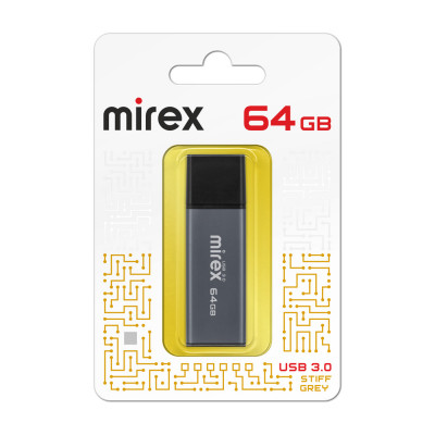 USB 3.0 флэш-накопитель 64 ГБ  Mirex STIFF GRAY 64GB 3.0   (ecopack)