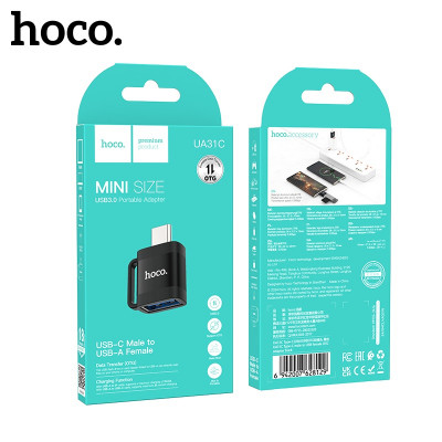OTG переходник USB(AF)-Type-C(AM) HOCO UA31C Black  АКЦИЯ! кратно  10 шт!