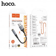 Аудио переходник AUX(AF)-USB(AM) HOCO LS36, 12 см  АКЦИЯ! кратно  5 шт!