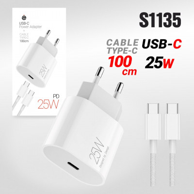 СЗУ-USB-C (Type-C)-Type-C Deespi DE04 1м, PD25W, White  АКЦИЯ! кратно  3 шт!