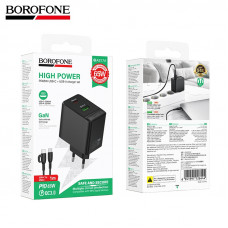 СЗУ-USB-USBC (Type-C)-Type-C BOROFONE BAS17A 1м, PD65W, Black. АКЦИЯ! кратно  3 шт! USB-A: 18W, USB-C+USB-A:45W+12W. Кабель C-C 60W.