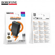 СЗУ-USB-USB-C (Type-C)-Type-C BOROFONE BAS76A Source 1м, PD30W+QC3.0, Black  АКЦИЯ! кратно  3 шт!