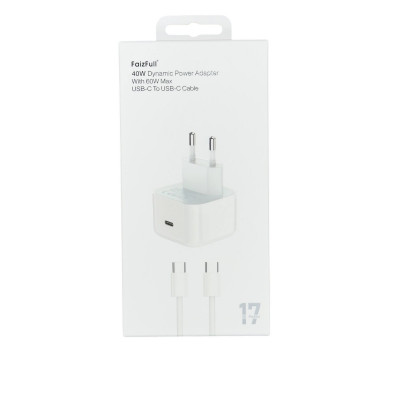 СЗУ-USB-C (Type-C)-Type-C FAIZFULL FC226 1м, PD60W, White